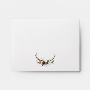 Rustic foliage, floral and stag wedding details  envelope