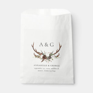 Rustic foliage floral and stag wedding party favou favour bags