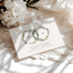 Rustic foliage, floral and stag wedding save the date