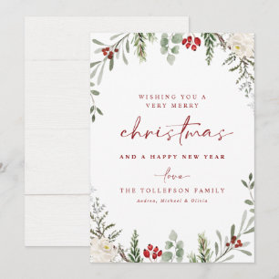Rustic Foliage Ivy Non Photo Christmas Card