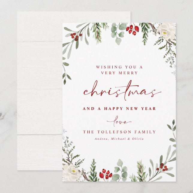 Rustic Foliage Ivy Non Photo Christmas Card (Front/Back)