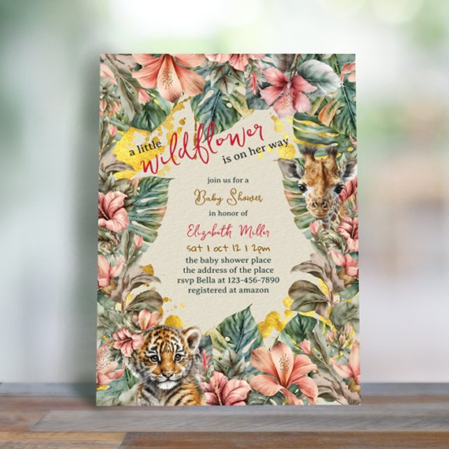 Rustic Foliage Little Wildflower Baby Girl Shower Invitation (Creator Uploaded)