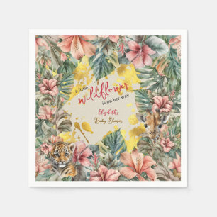 Rustic Foliage Little Wildflower Baby Girl Shower Napkin