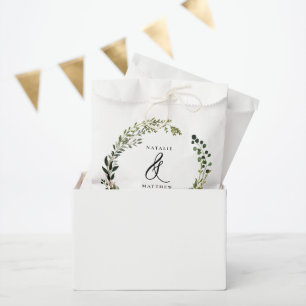 Rustic foliage wreath fall winter wedding party favour bags