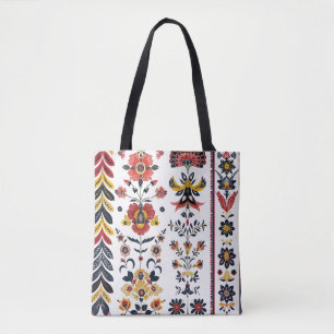 Rustic Folk Art Floral Tote Bag