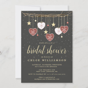 Rustic Folk Art Hearts Bridal Shower Invitation