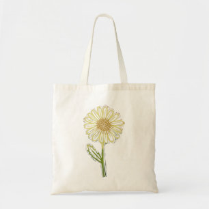 Rustic Folk Art Light Yellow Daisy Flower Floral Tote Bag