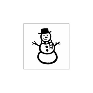 Rustic Folk Art Snowman Christmas Winter Rubber St Stamp