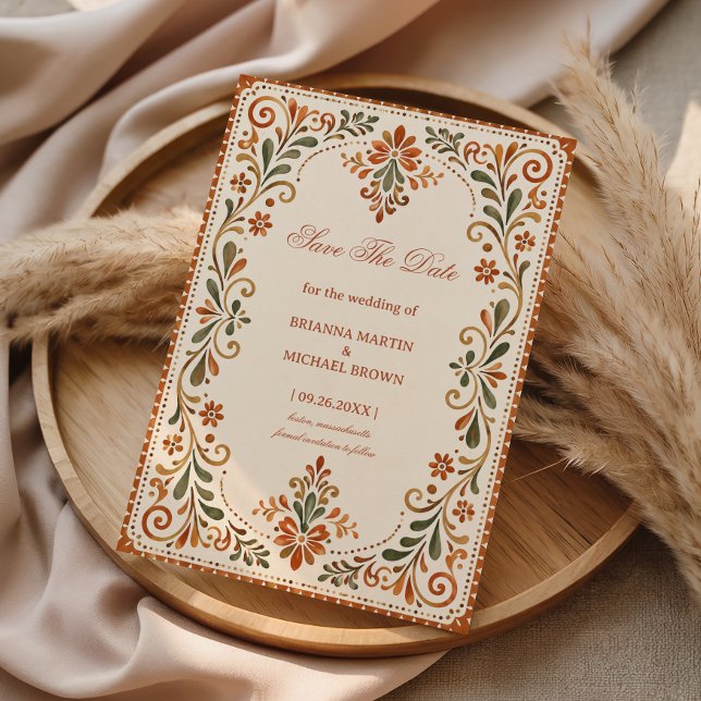 Rustic Folk Botanical Romantic Floral Mexican Save The Date (Creator Uploaded)