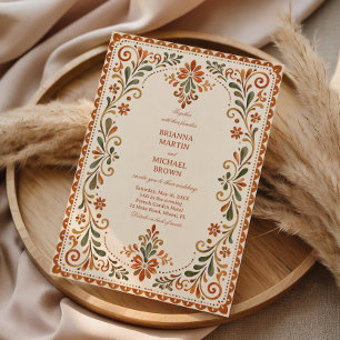 Rustic Folk Botanical Vintage Floral Mexican Invitation