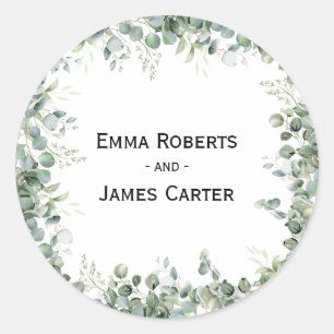 Rustic Folk Greenery Round Sticker