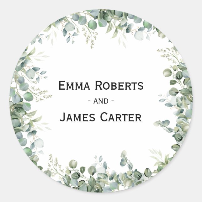 Rustic Folk Greenery Round Sticker (Front)