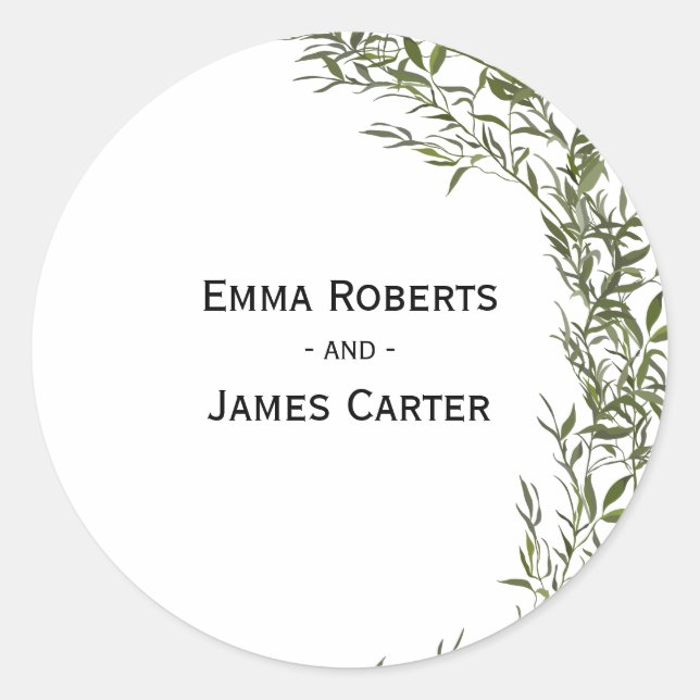 Rustic Folk Greenery Round Sticker (Front)