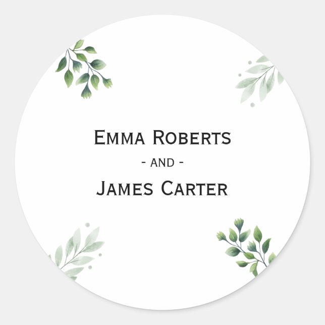 Rustic Folk Greenery Round Sticker (Front)