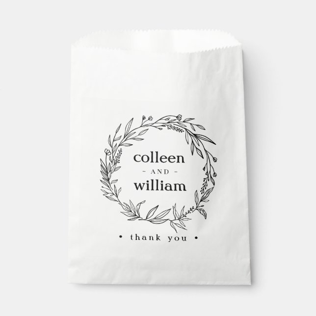 Rustic Folk Wildflower Wreath Favour Bags (Front)