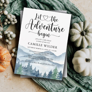Rustic Forest Adventure Mountains Baby Shower Invitation
