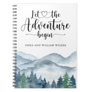 Rustic Forest Adventure Mountains Newlyweds  Notebook