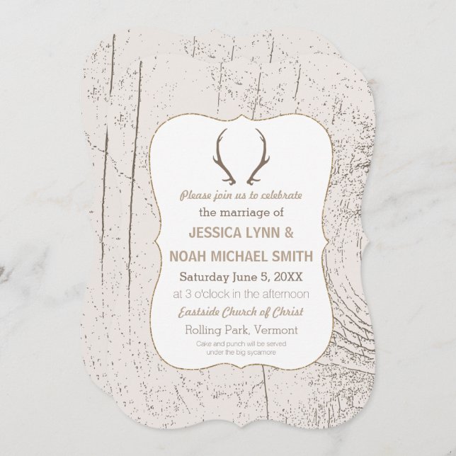 Rustic Forest and Barn Wood Wedding Invitation (Front/Back)