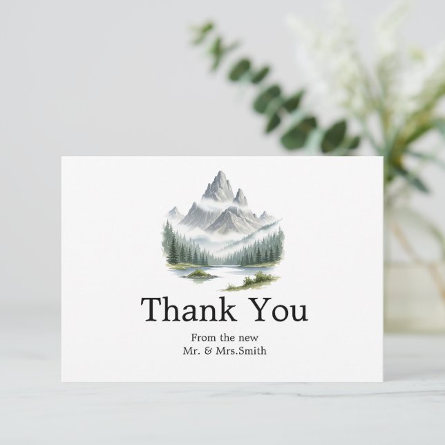 Rustic Forest and Lake Wedding Thank You Card (Standing Front)