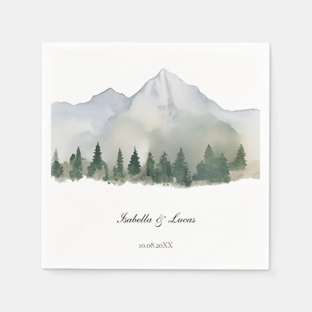 Rustic Forest and Mountain Wedding  Napkin (Front)