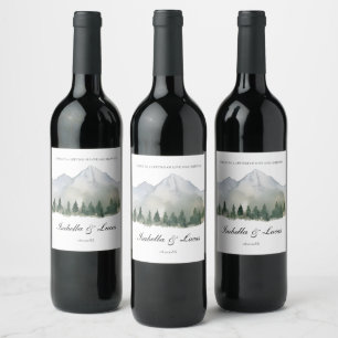 Rustic Forest and Mountain Wedding Wine Label