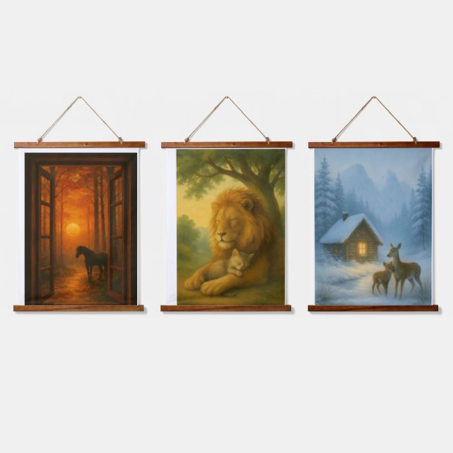 Rustic Forest Animal Wall Art Set of 3 – Deer & Ho (Triple)