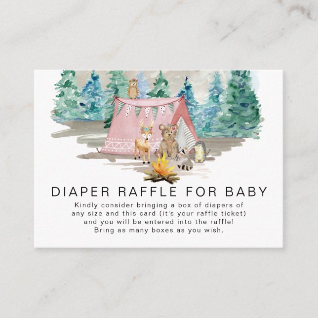 Rustic Forest Animals Deer Bear Floral Baby Shower Enclosure Card (Front)