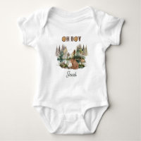 Rustic Forest Bear and Animals Oh Boy Baby