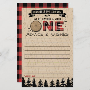 Rustic Forest Buffalo Plaid Wild One Baby Advice