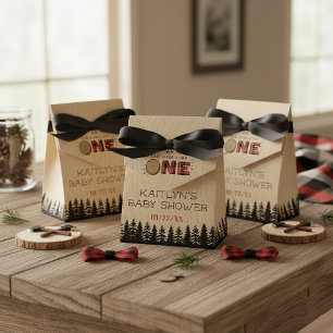 Rustic Forest Buffalo Plaid Wild One Baby Shower Favour Box