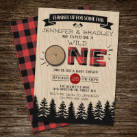 Rustic Forest Buffalo Plaid Wild One Baby Shower