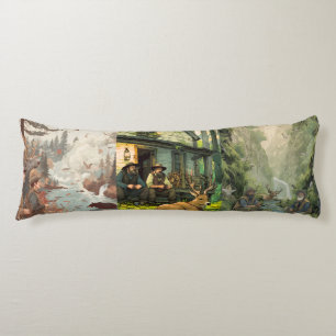 Rustic Forest Cabin Hunters and Whitetail Deer Acc Body Cushion