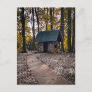Rustic Forest Cabin with Stone Path Postcard