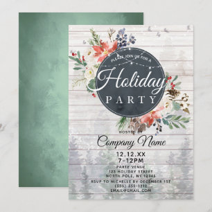 Rustic Forest Corporate Holiday Christmas Party Invitation