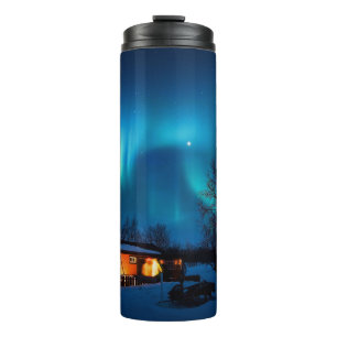 Rustic Forest Cottages & Cosy Cabins Nature Aurora Thermal Tumbler