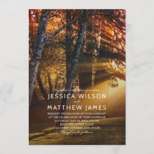 Rustic Forest Country Tree Sunset Outdoor Wedding Invitation
