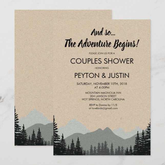 Rustic Forest Couples Shower Invitation (Front/Back)