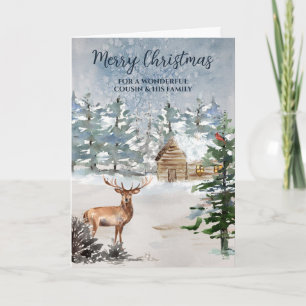 Rustic Forest Cousin & Family Christmas Card