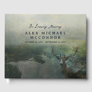 Rustic Forest Deer Celebration of Life Guest Book