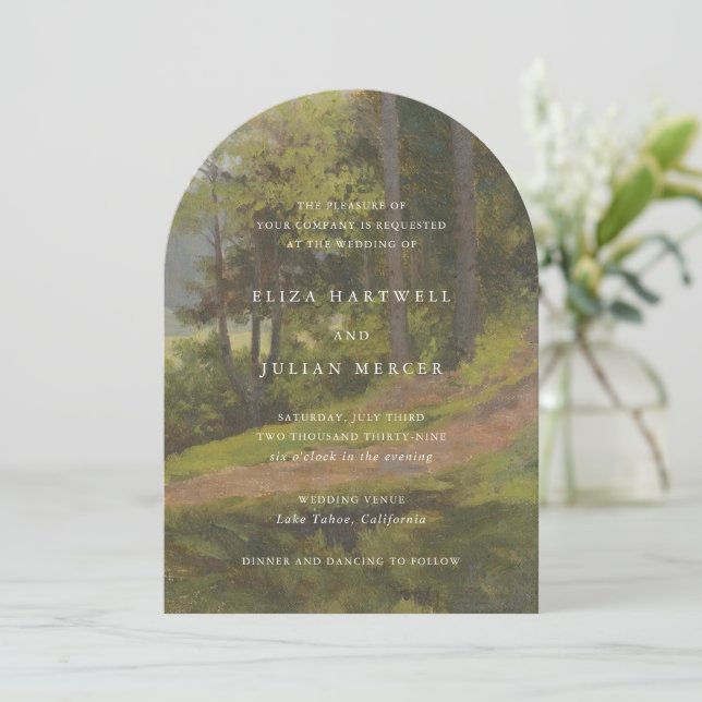Rustic Forest Elegant Wedding Invitation (Standing Front)