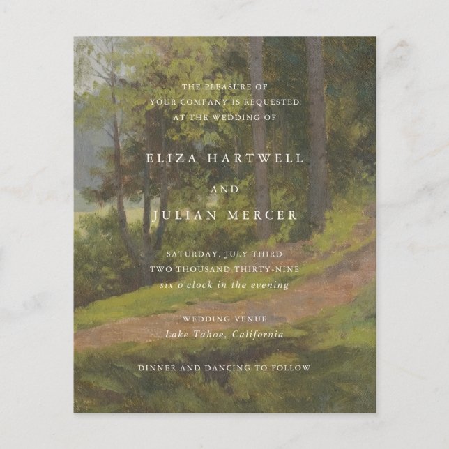 Rustic Forest Elegant Wedding Invitation Flyer (Front)