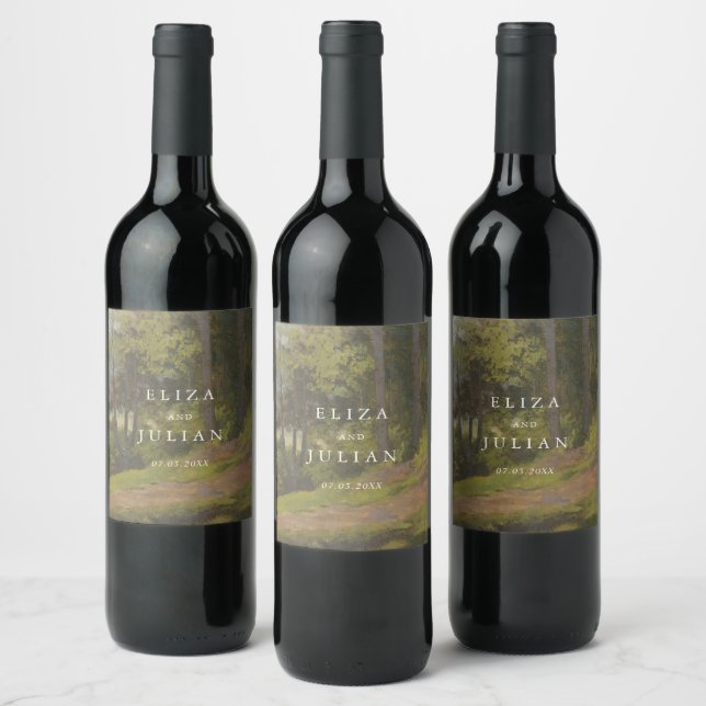 Rustic Forest Elegant Wedding Wine Label (Bottles)