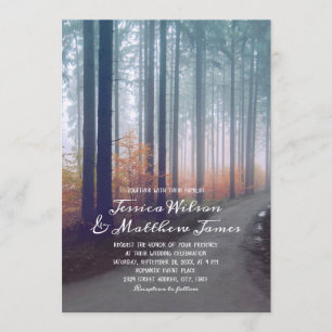 Rustic Forest Fall Woods Country Farm Path Wedding Invitation