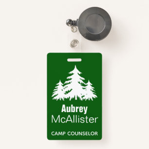 Rustic Forest Fir Trees Camp Counsellor ID Badge