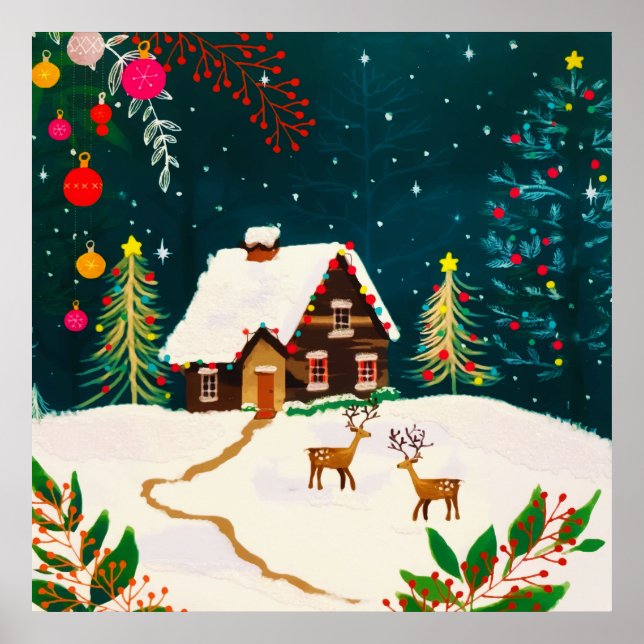 Rustic Forest Foliage Autumn Winter Berries  Poster (Front)