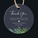 Rustic Forest Foliage navy Blue Wedding Favour Tags<br><div class="desc">Rustic watercolor forest foliage arrangement,  thank you favour tags.  Tag features solid navy blue colour backgrounds and white text.</div>