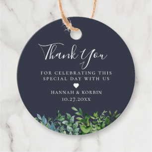 Rustic Forest Foliage navy Blue Wedding Favour Tags