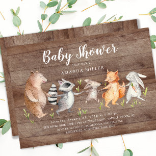 Rustic Forest Friends  Baby Shower Invitation