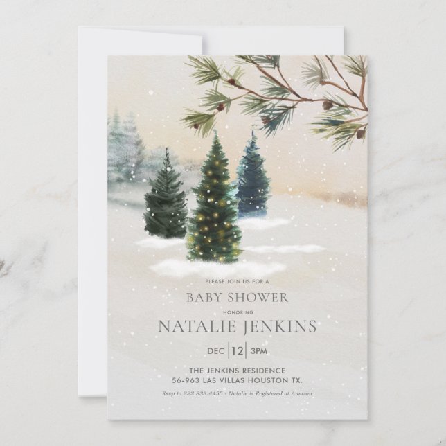 Rustic Forest Gender Neutral Baby Shower Invitation (Front)
