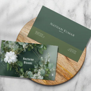 Rustic Forest Green Gold Diamond Eucalyptus Wreath Business Card